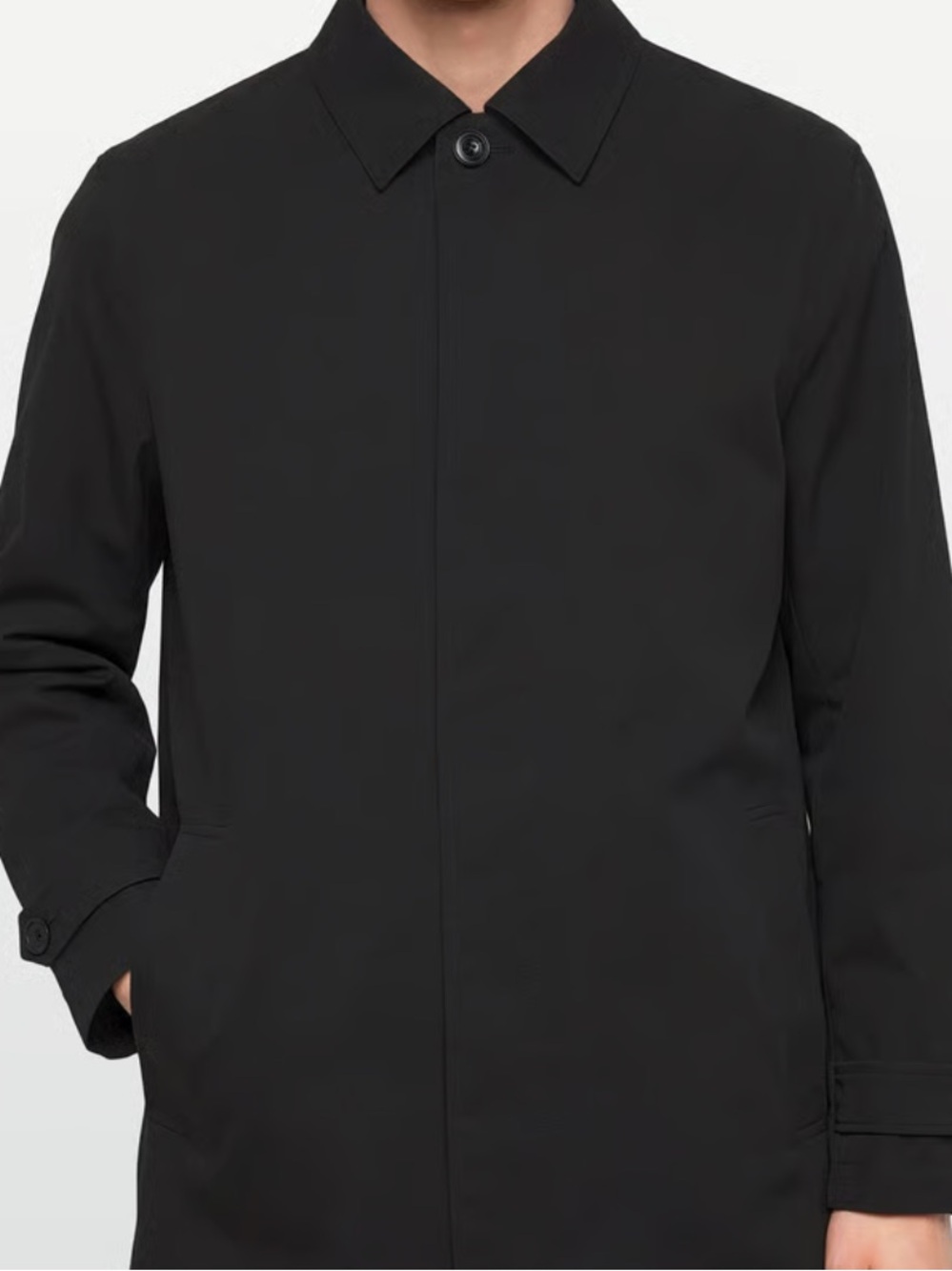 Nautica Men's Black Single-Button Trench Coat 42R